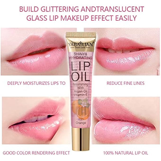 Yabaolian PLUMPING LIP OIL, LIP OILS, HYDRATING LIP GLOSS TINTED LIP BALM LIP CARE, CRYSTAL JELLY MOISTURIZING LIP OIL/POLISHED LIP OIL LINES, MOISTURIZING LIP BALM CARE STICK FOR DRY AND CHAPPED LIPS (ORANGE) - Image 3